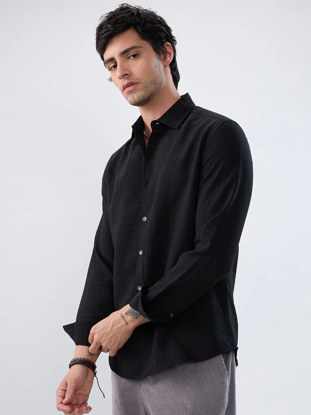 Timeless Black Subtle Textured Everyday Shirt - Image 5