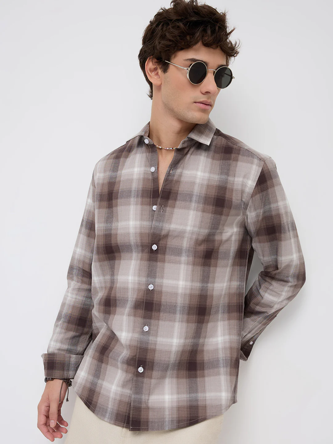 Timeless Cocoa Brown Shadow Checks Shirt - Image 2