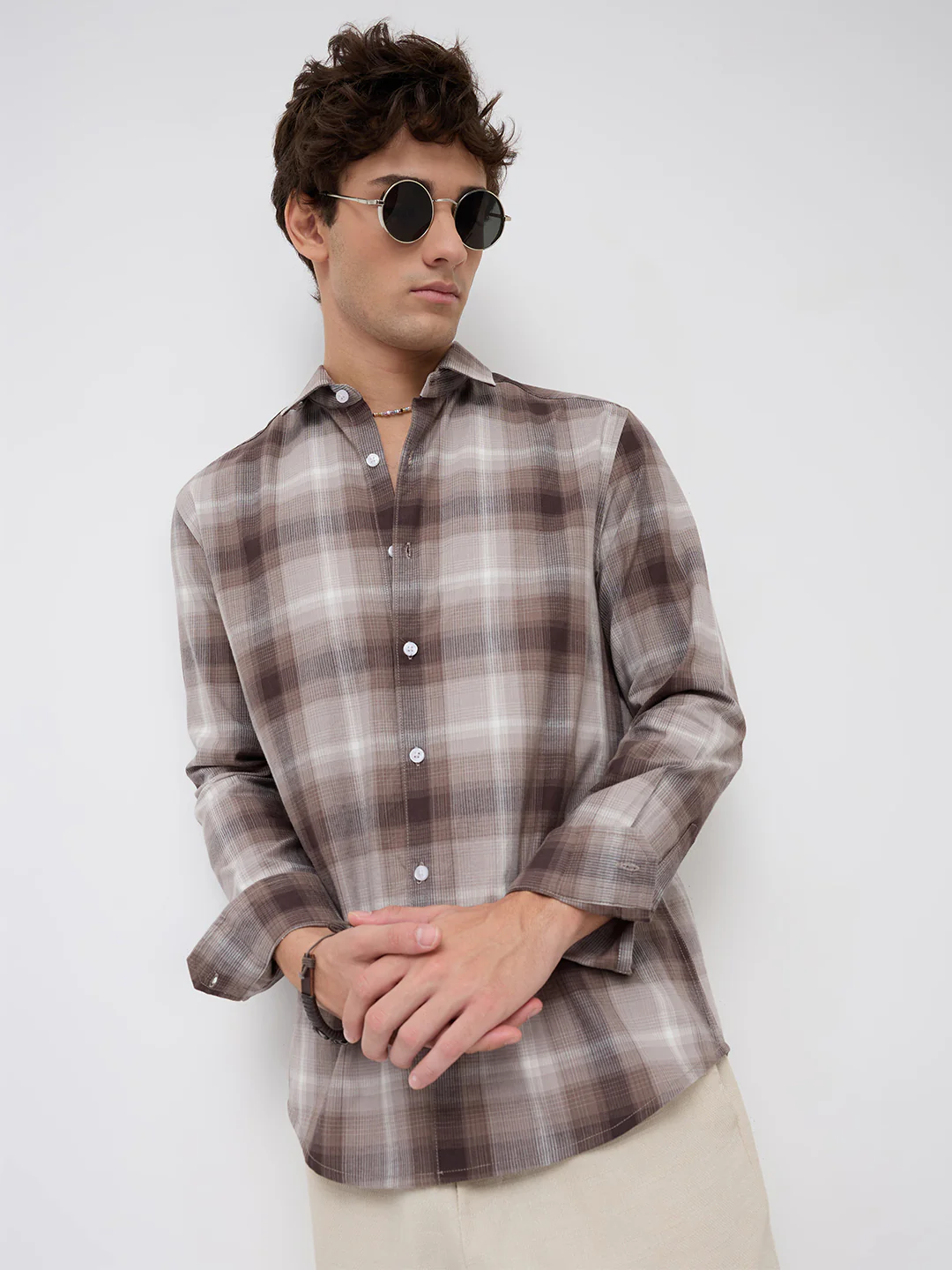 Timeless Cocoa Brown Shadow Checks Shirt - Image 4
