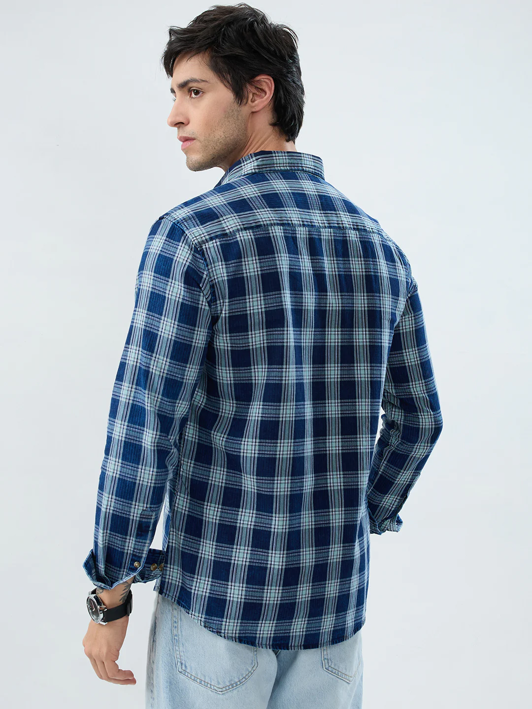 Timeless Denim Blue Box Checks Shirt - Image 7