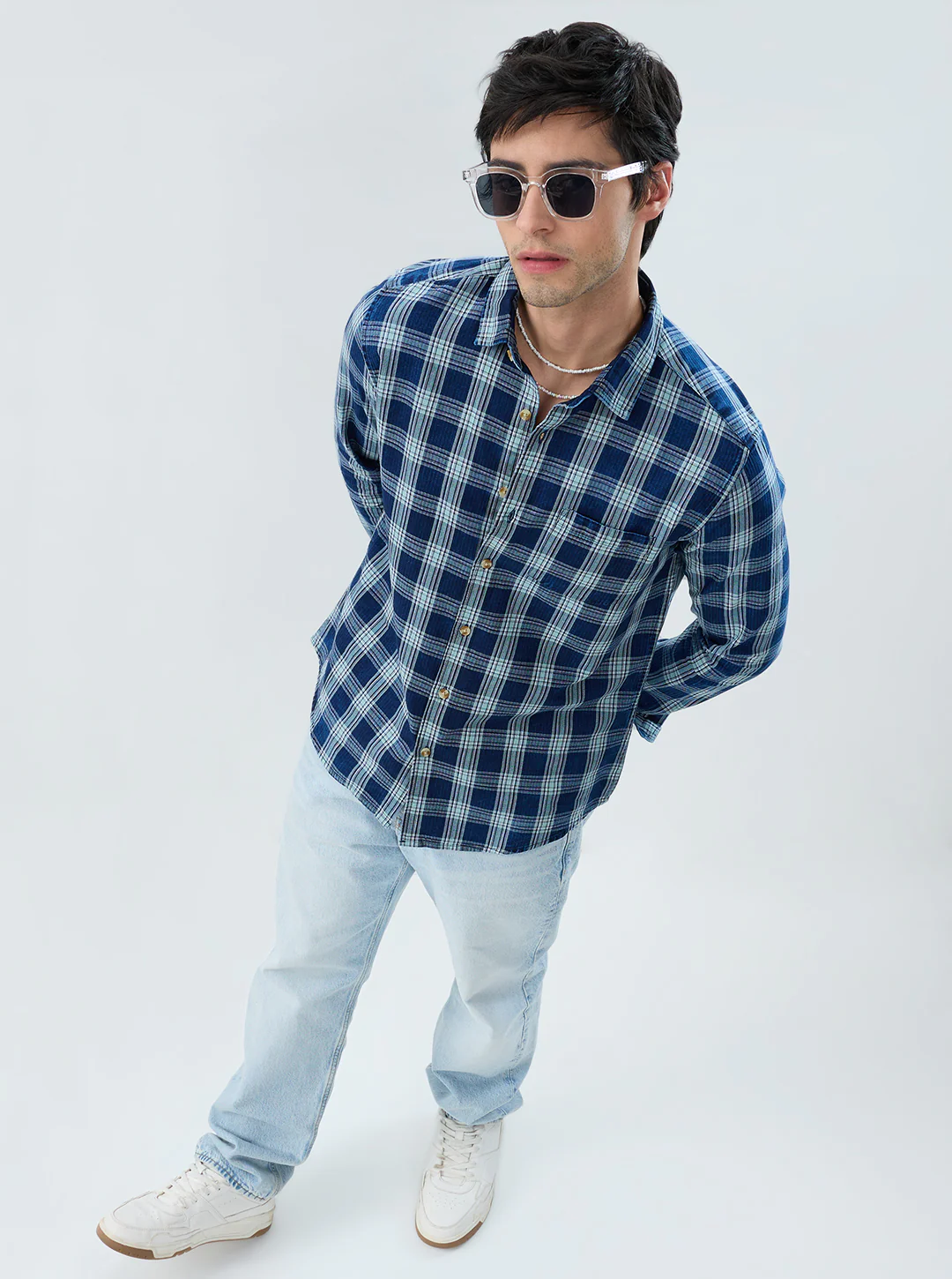Timeless Denim Blue Box Checks Shirt - Image 8