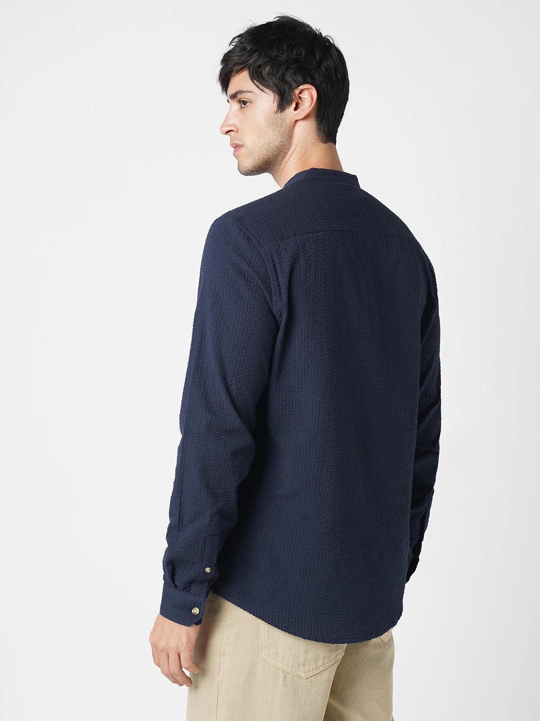 Timeless Navy Seersucker Kurta - Image 7