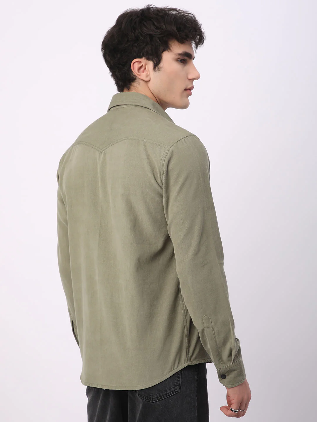 Timeless Olive Double Flap Pocket Corduroy Overshirt - Image 6
