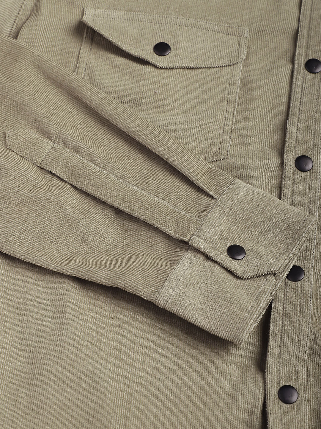 Timeless Olive Double Flap Pocket Corduroy Overshirt - Image 8