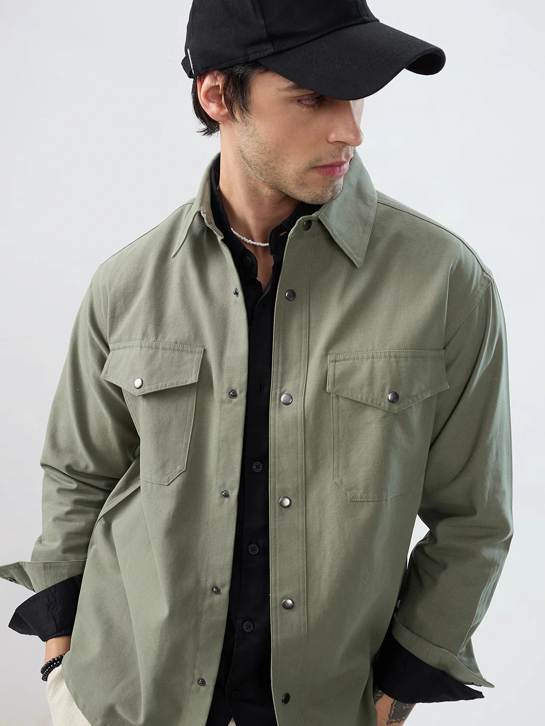 Timeless Olive Double Pocket Overshirt - Image 2