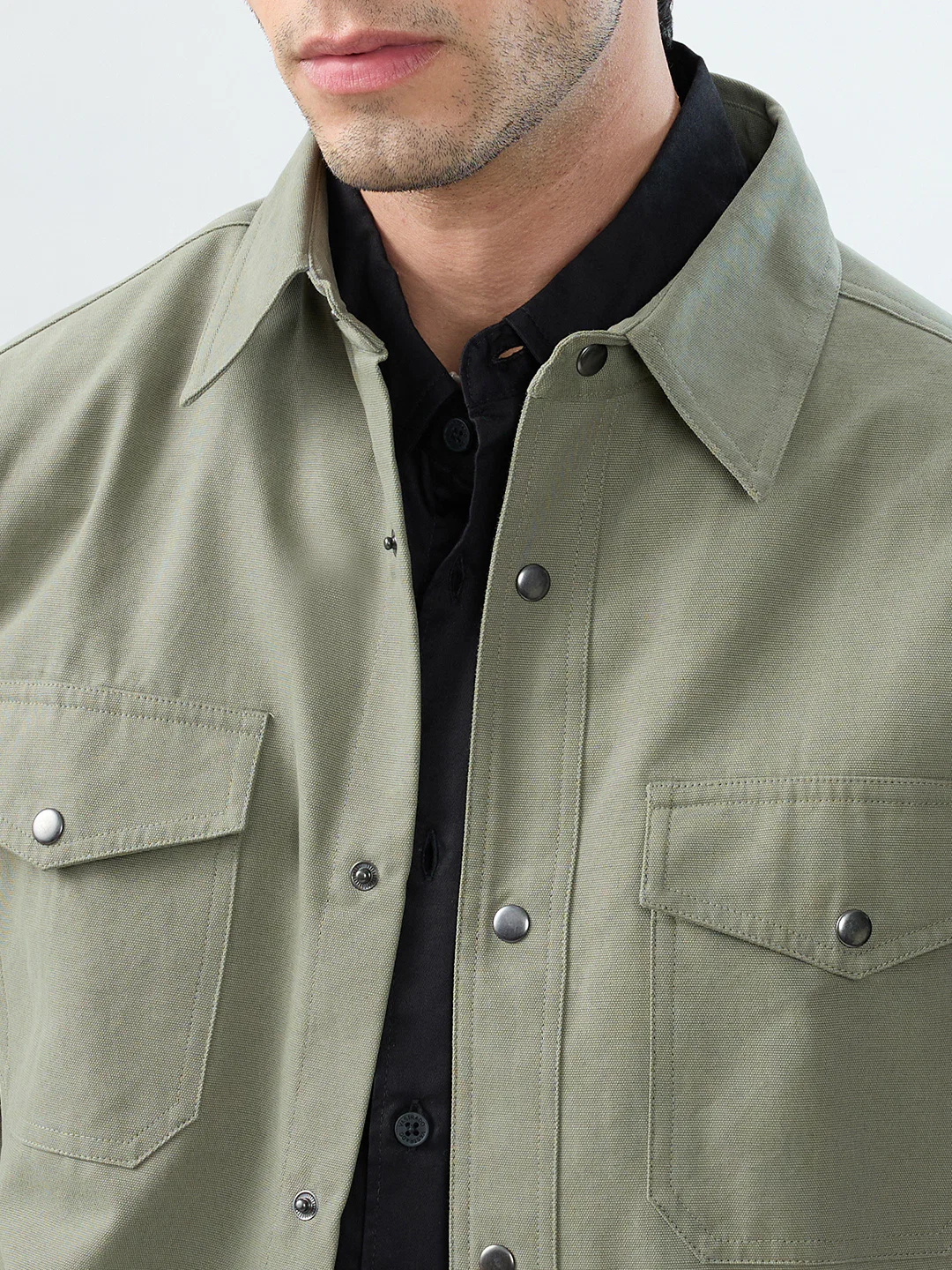 Timeless Olive Double Pocket Overshirt - Image 3