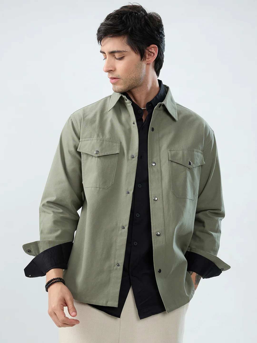 Timeless Olive Double Pocket Overshirt - Image 5