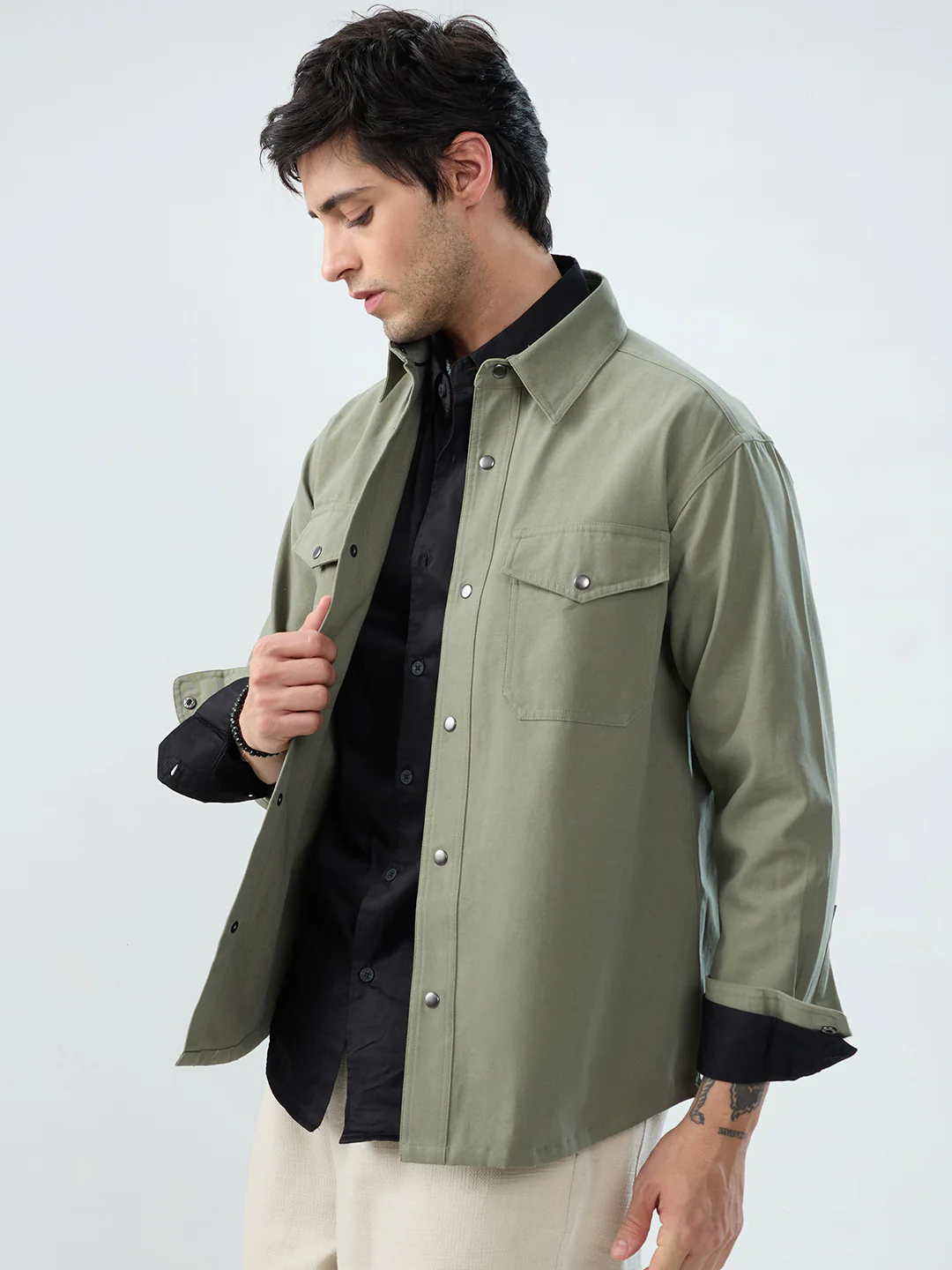 Timeless Olive Double Pocket Overshirt - Image 6