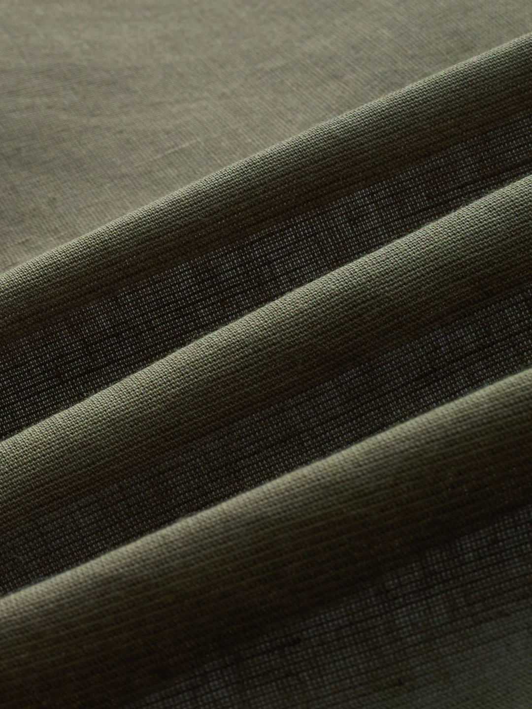 Timeless Olive Linen Blend Contrast Stitch Boxy Fit Crop Shirt - Image 3
