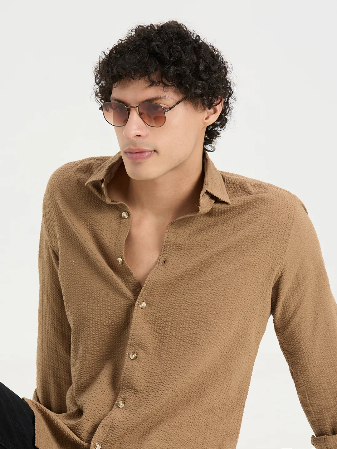 Timeless Peanut Brown Seersucker Shirt - Image 3