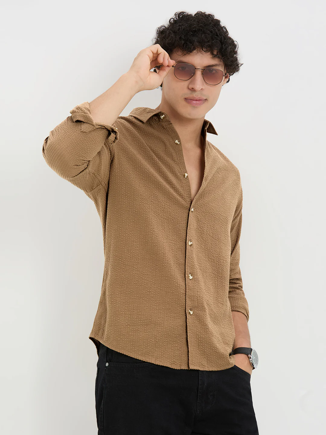 Timeless Peanut Brown Seersucker Shirt - Image 4