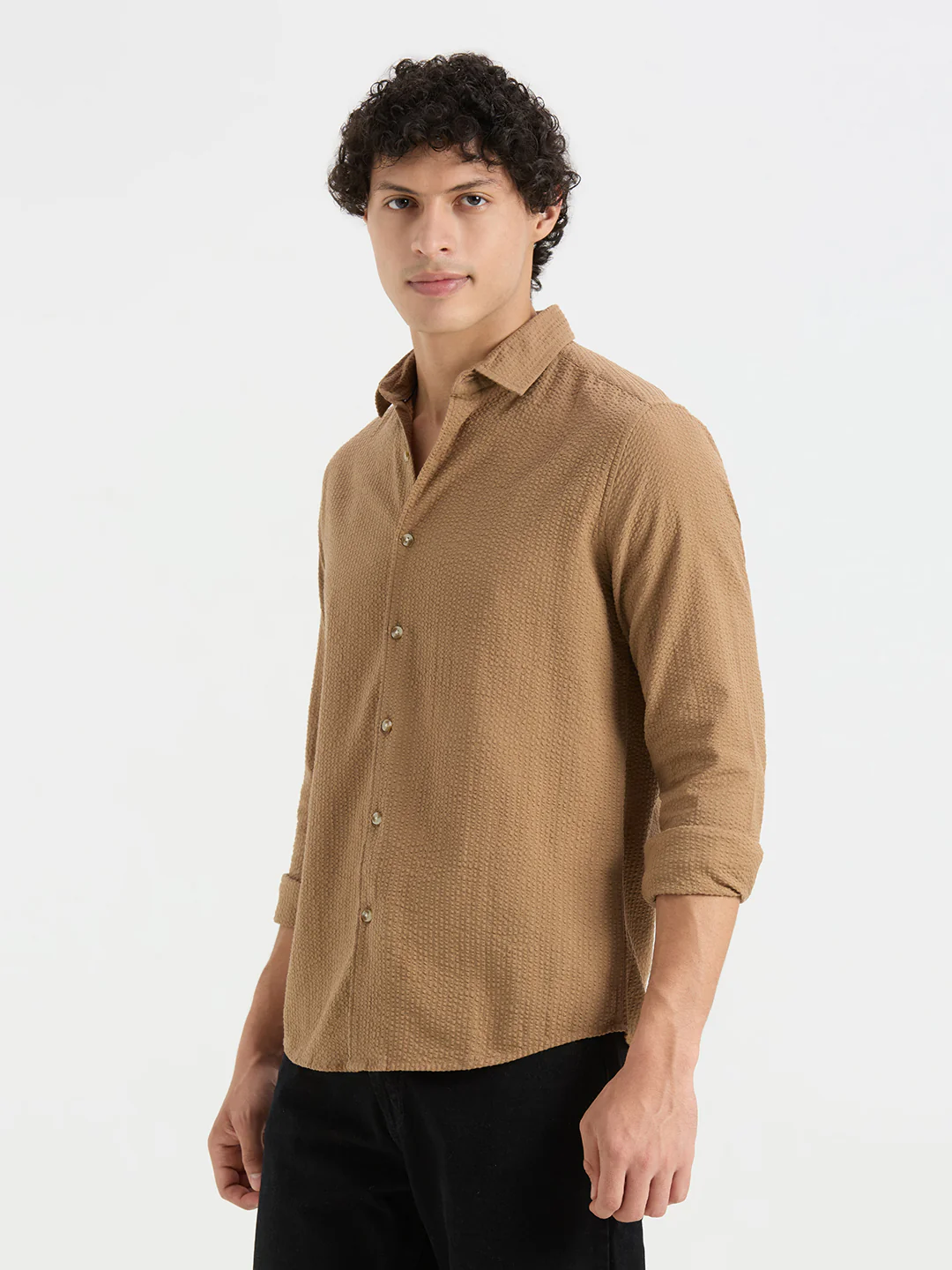 Timeless Peanut Brown Seersucker Shirt - Image 5