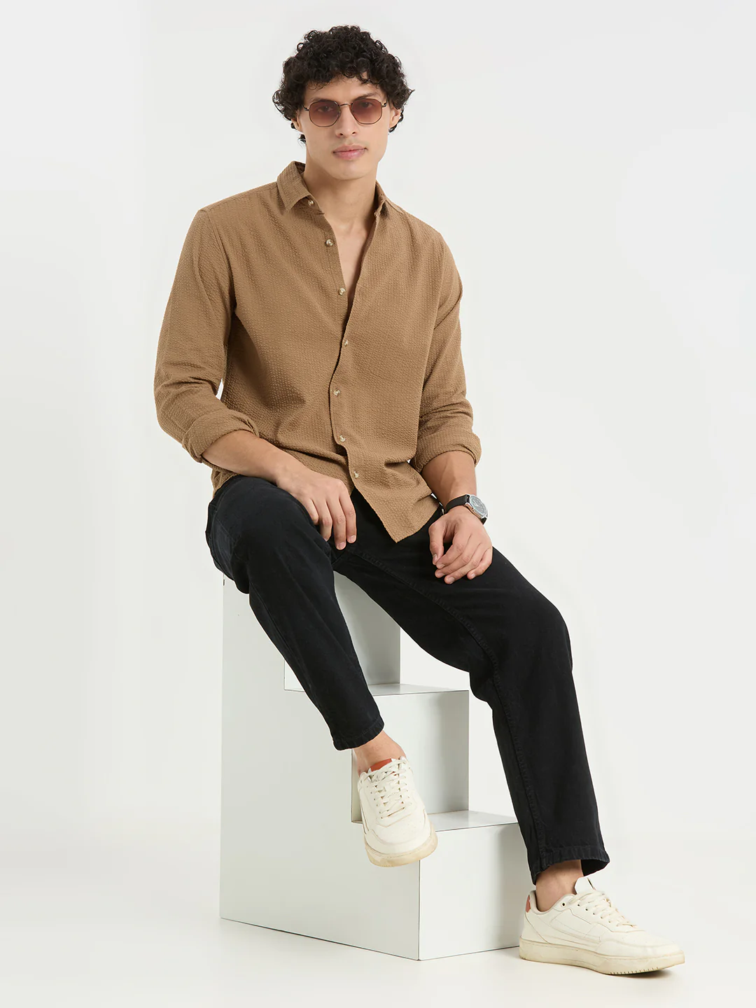 Timeless Peanut Brown Seersucker Shirt - Image 7