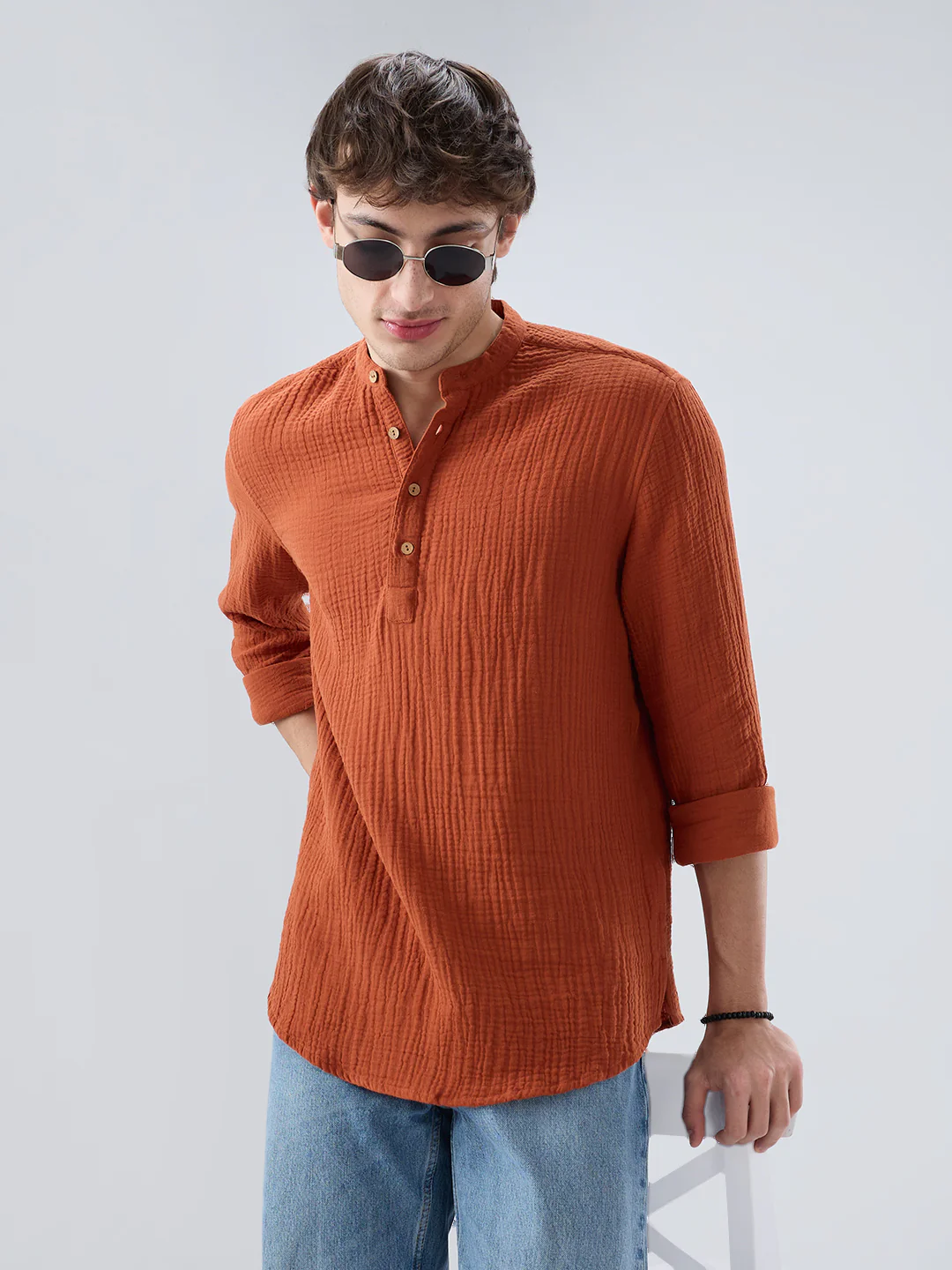 Timeless Rust Double Cloth Kurta - Image 5