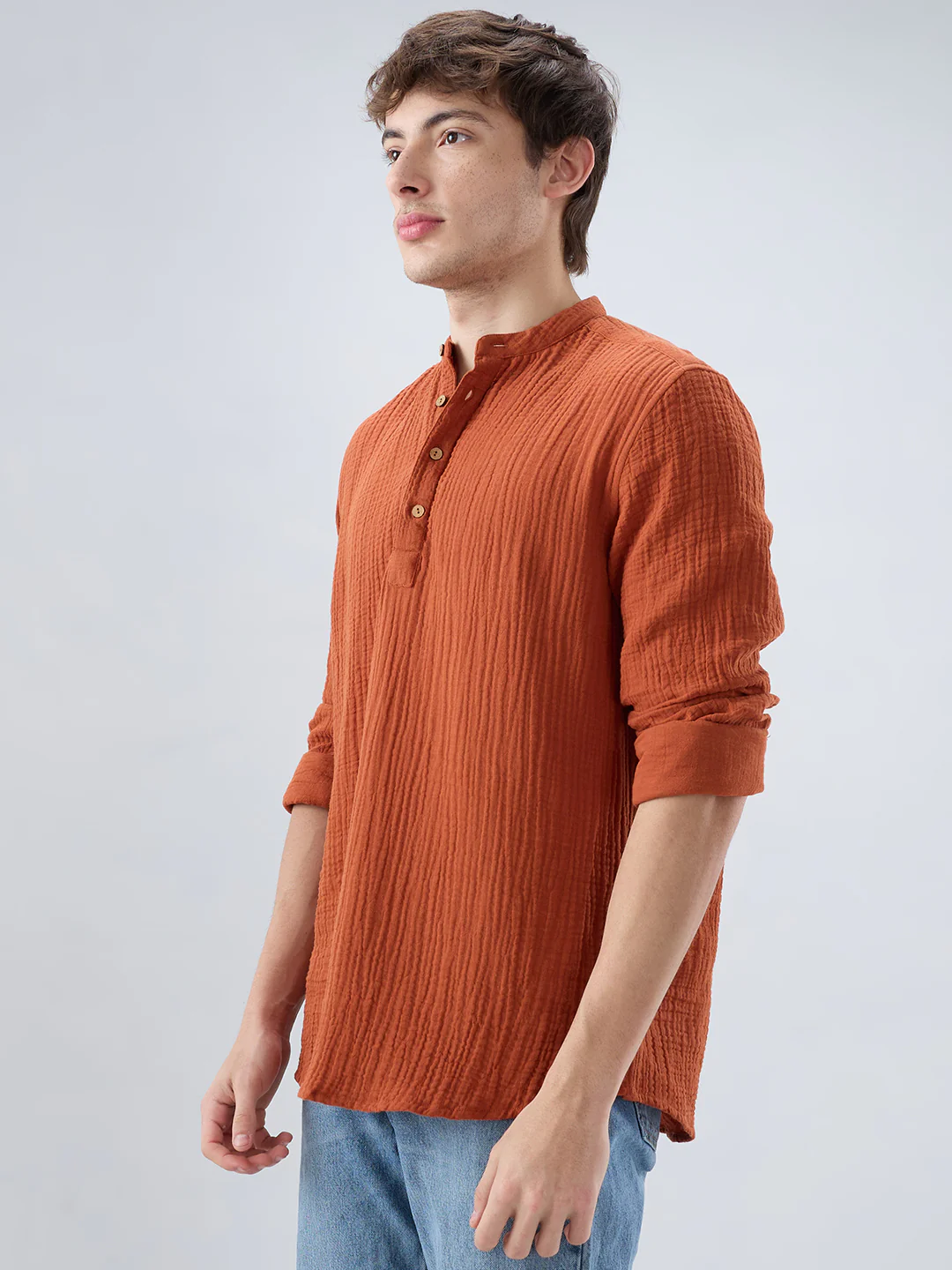 Timeless Rust Double Cloth Kurta - Image 6