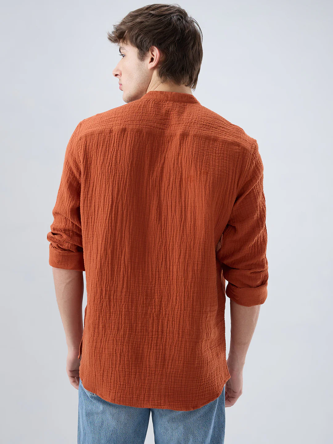 Timeless Rust Double Cloth Kurta - Image 7