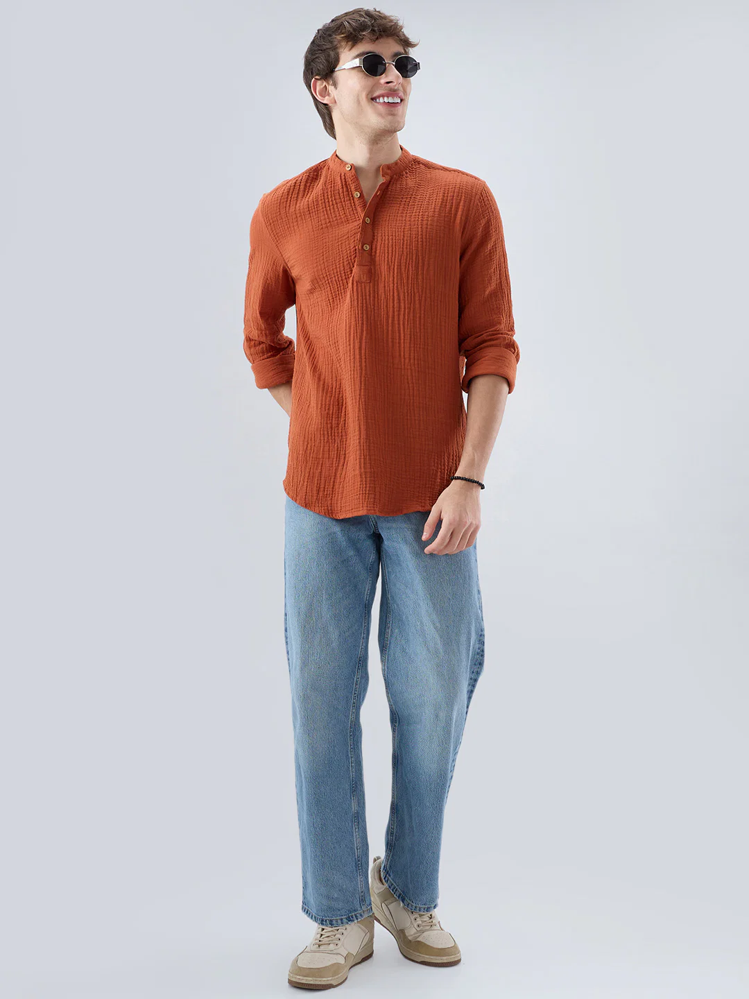 Timeless Rust Double Cloth Kurta - Image 8