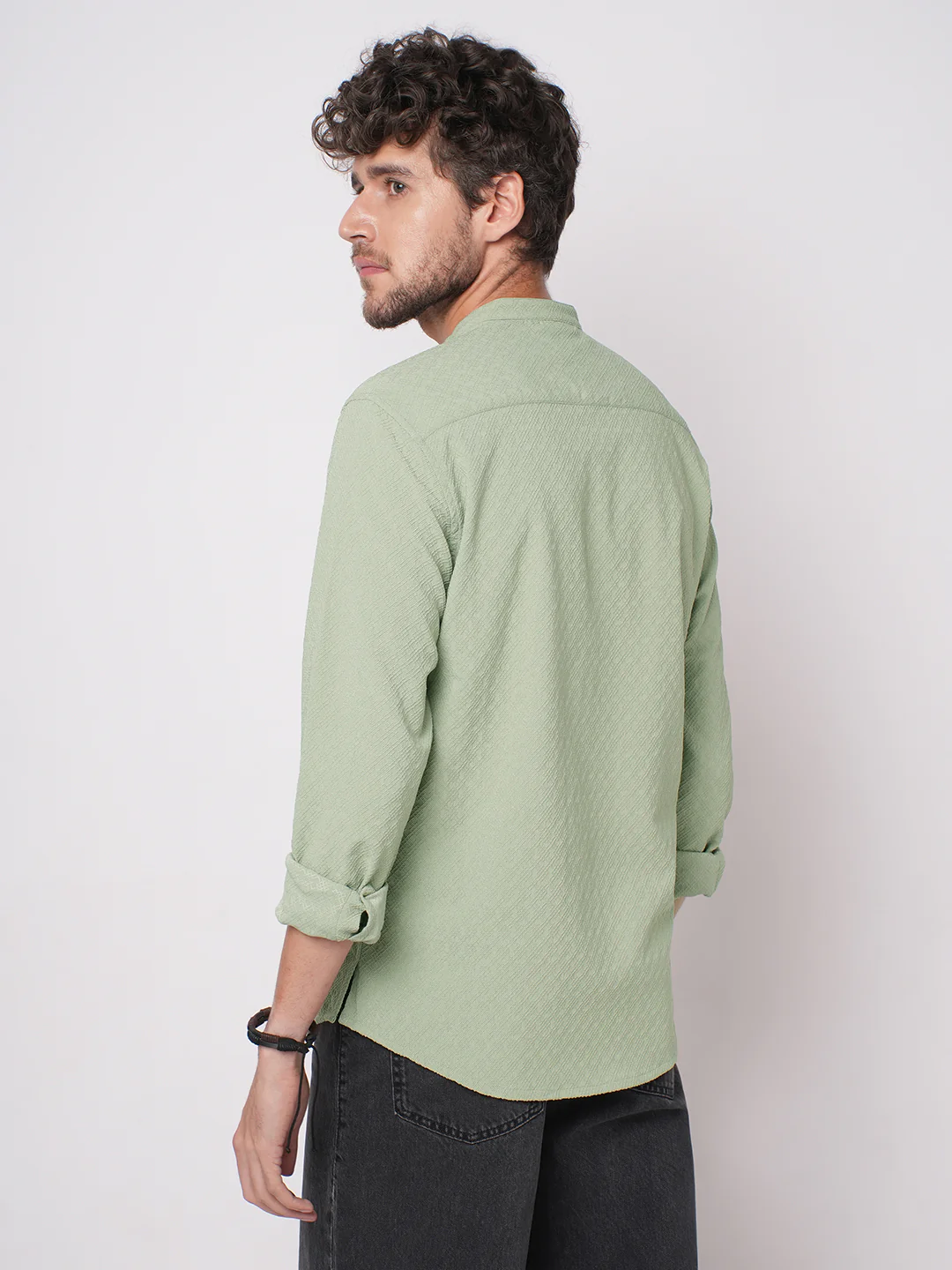 Timeless Sage Green Textured Kurta - Image 6
