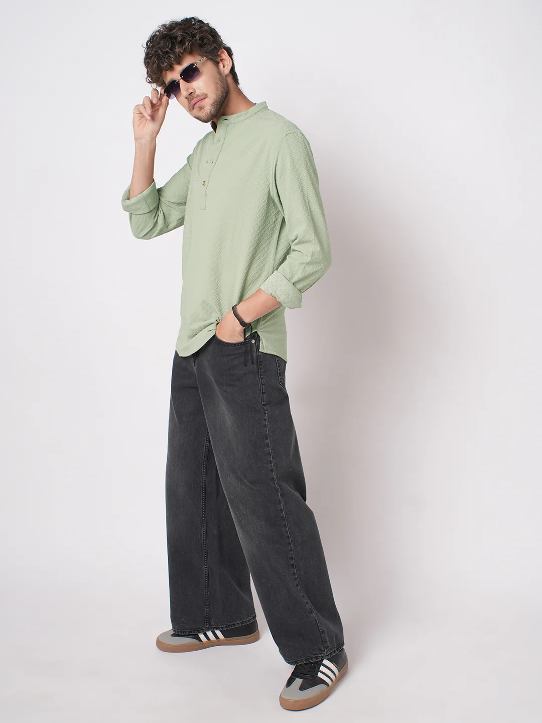 Timeless Sage Green Textured Kurta - Image 7