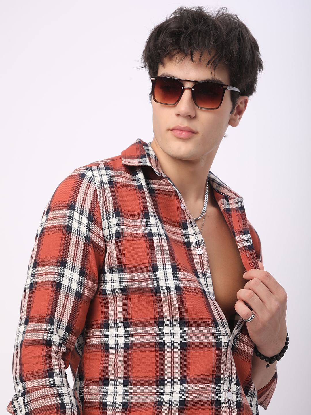 Timeless Vermilion Broad Square Checks Shirt - Image 3