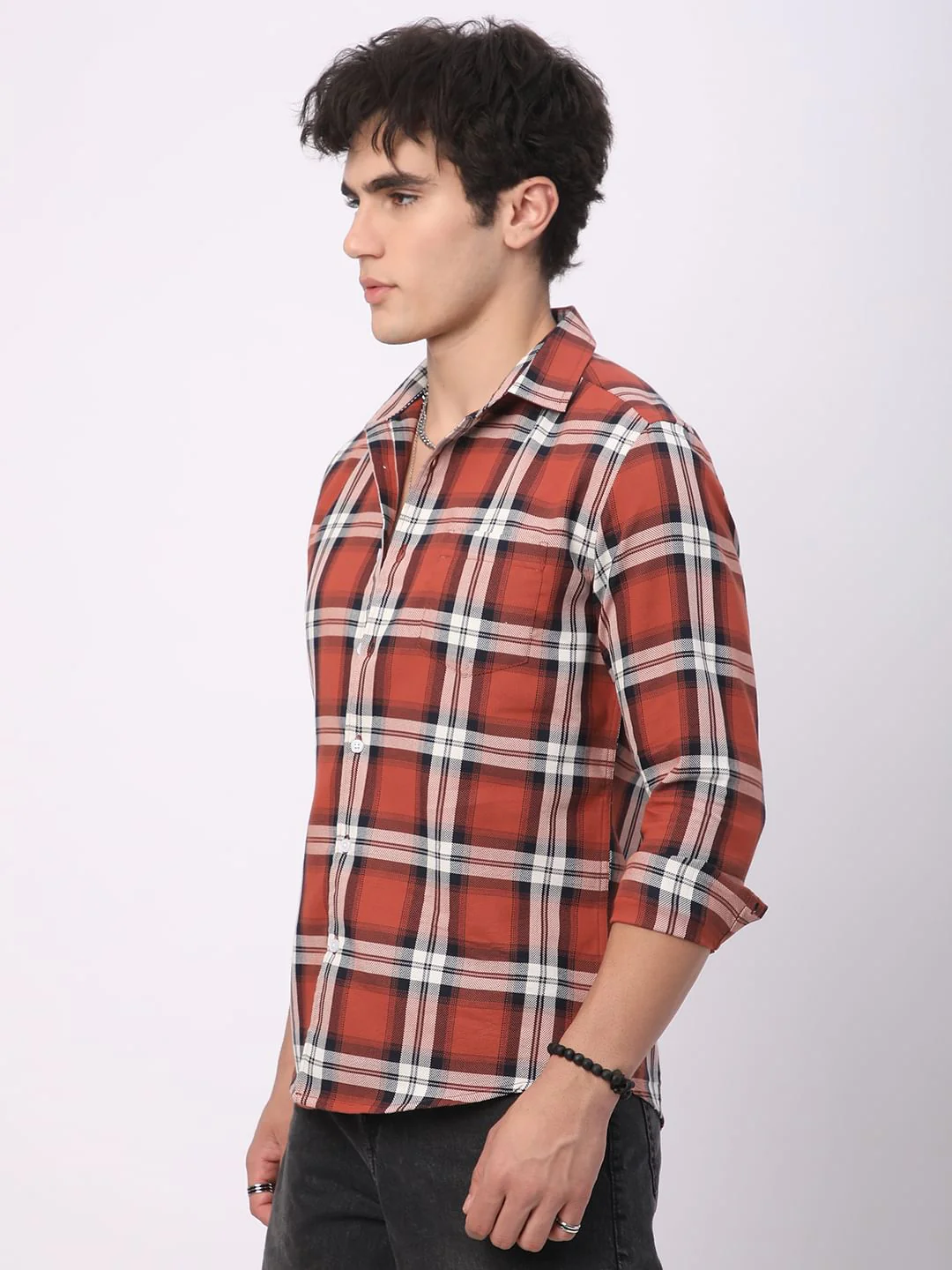 Timeless Vermilion Broad Square Checks Shirt - Image 6