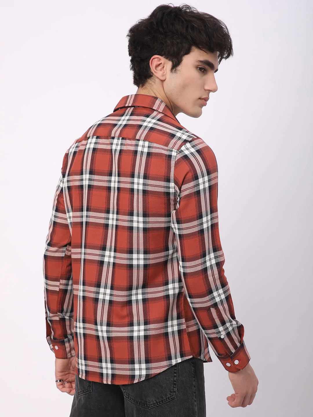 Timeless Vermilion Broad Square Checks Shirt - Image 7
