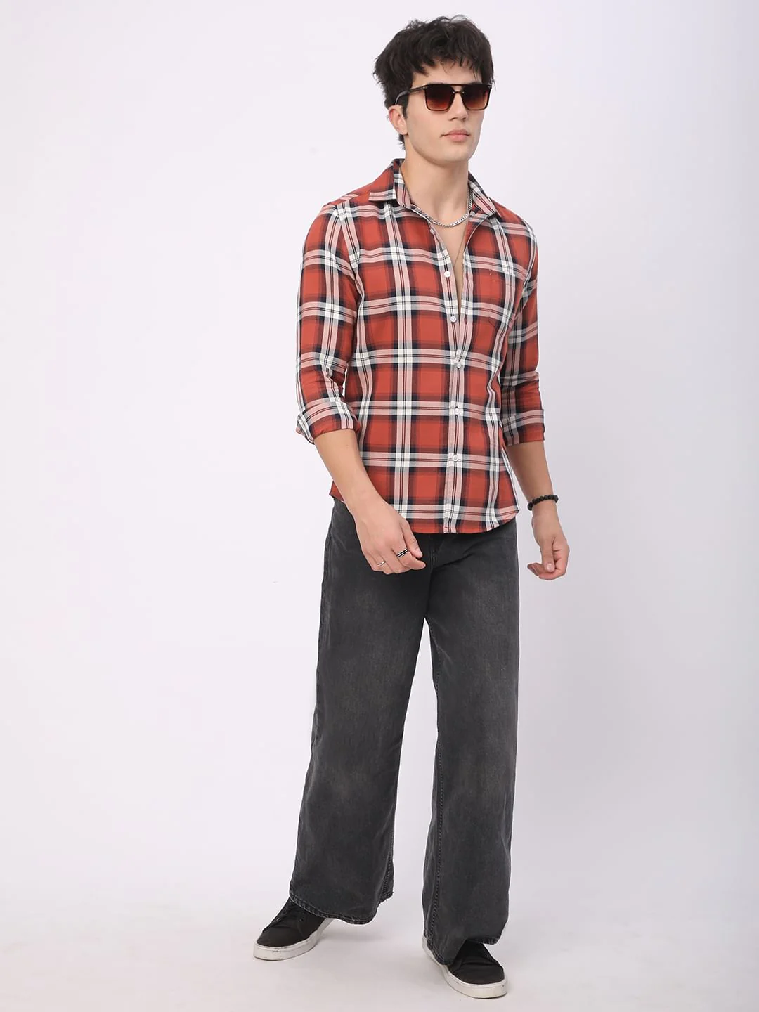 Timeless Vermilion Broad Square Checks Shirt - Image 8
