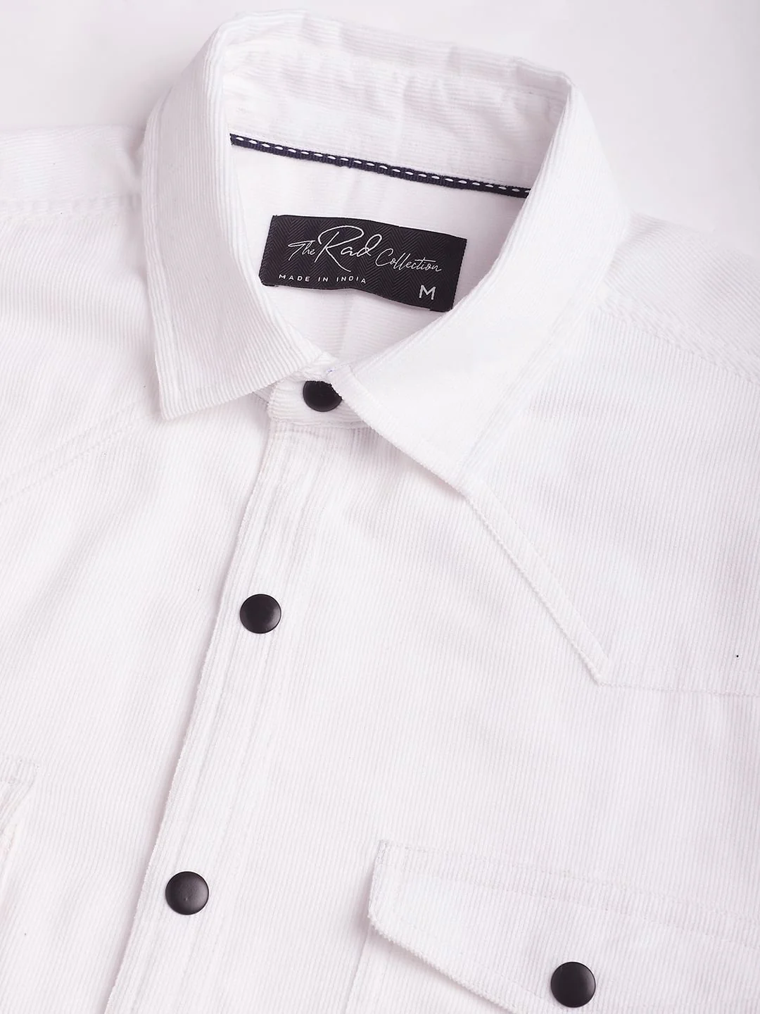 Timeless White Double Flap Pocket Corduroy Overshirt - Image 3