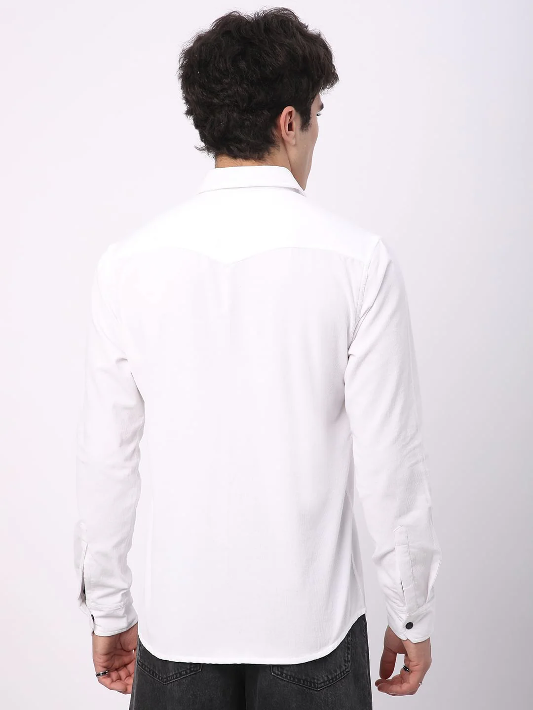 Timeless White Double Flap Pocket Corduroy Overshirt - Image 7