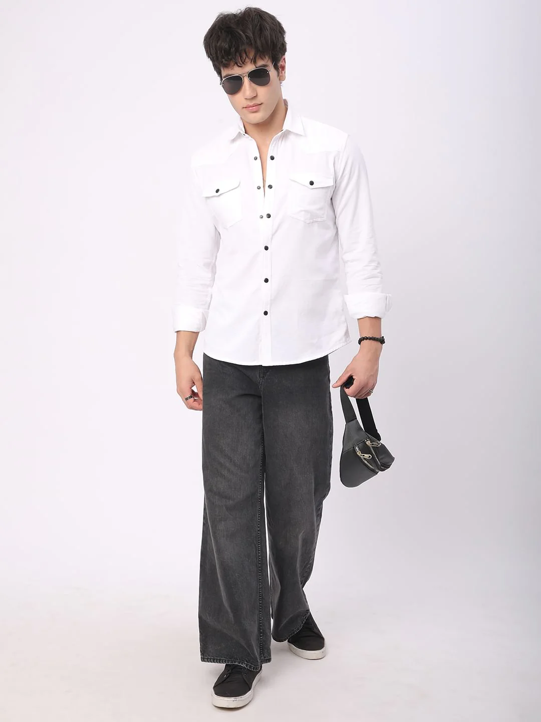 Timeless White Double Flap Pocket Corduroy Overshirt - Image 8