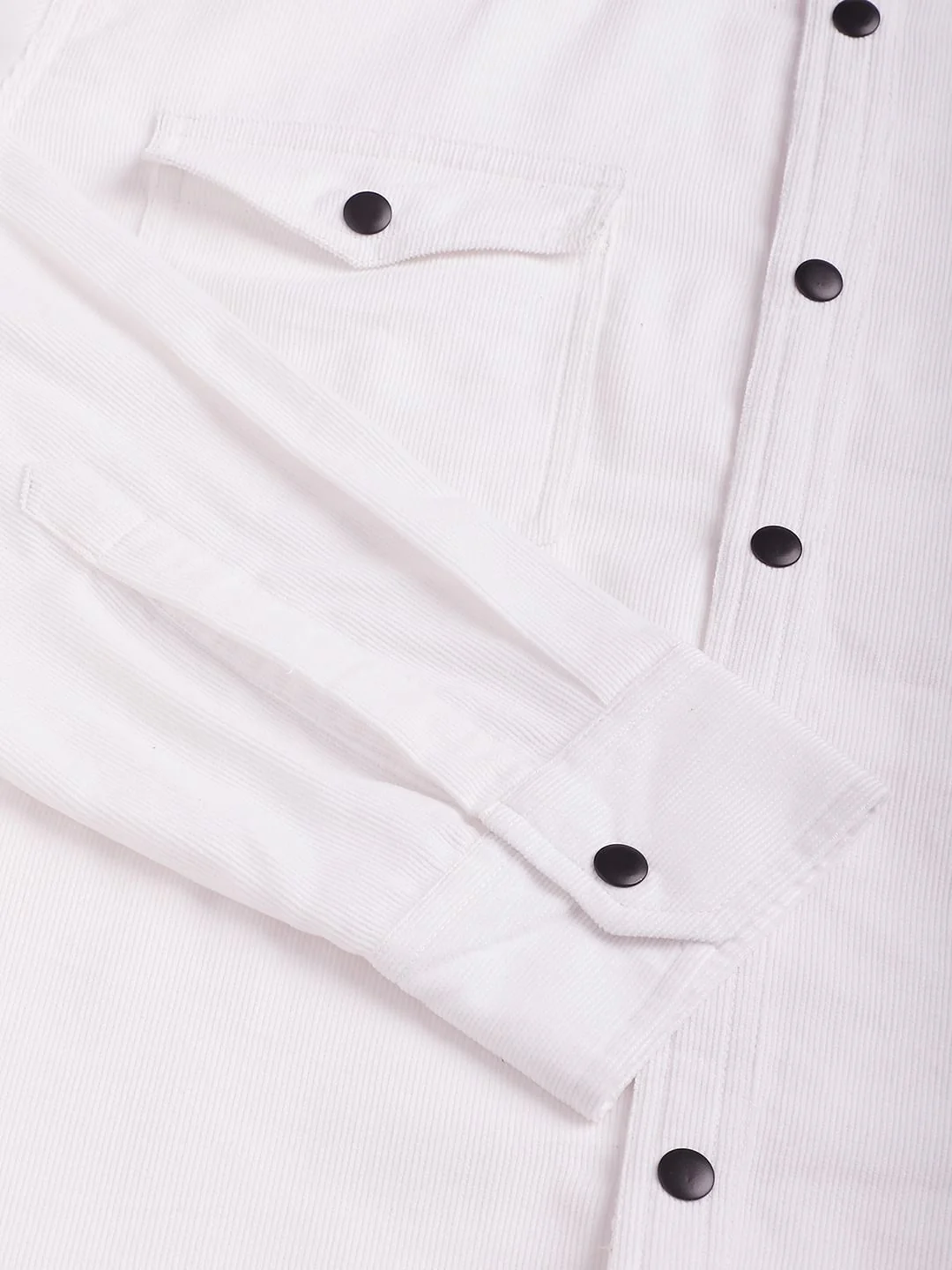 Timeless White Double Flap Pocket Corduroy Overshirt - Image 9