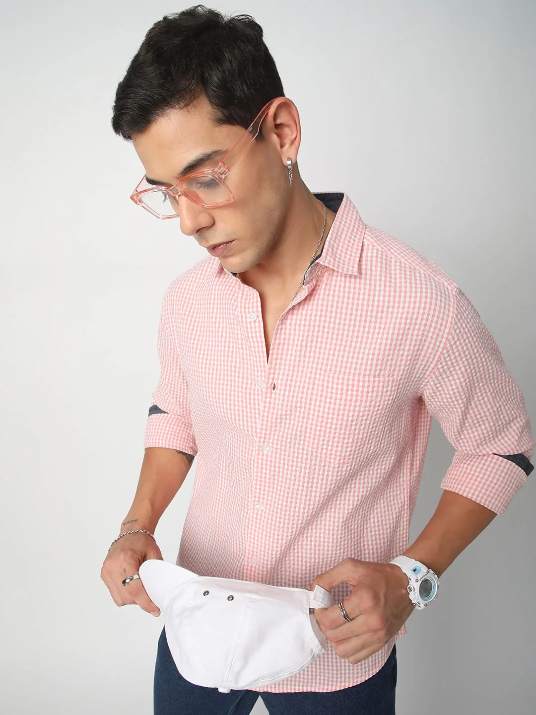 Tiny Checkered Pink Seersucker Shirt - Image 2