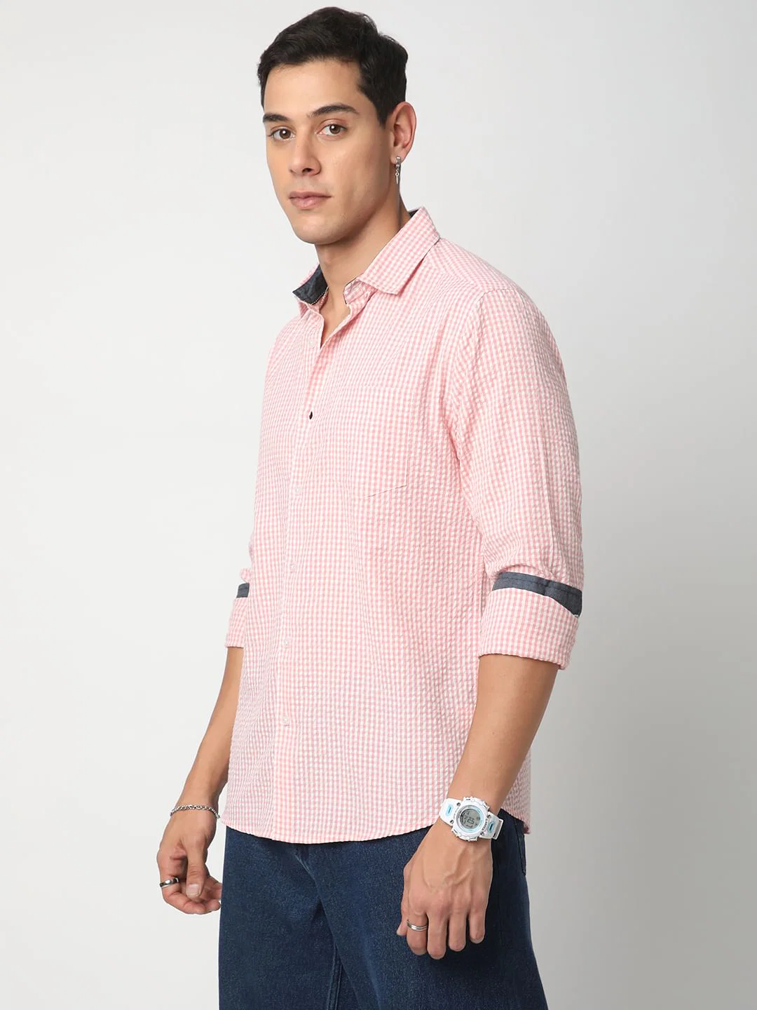 Tiny Checkered Pink Seersucker Shirt - Image 5