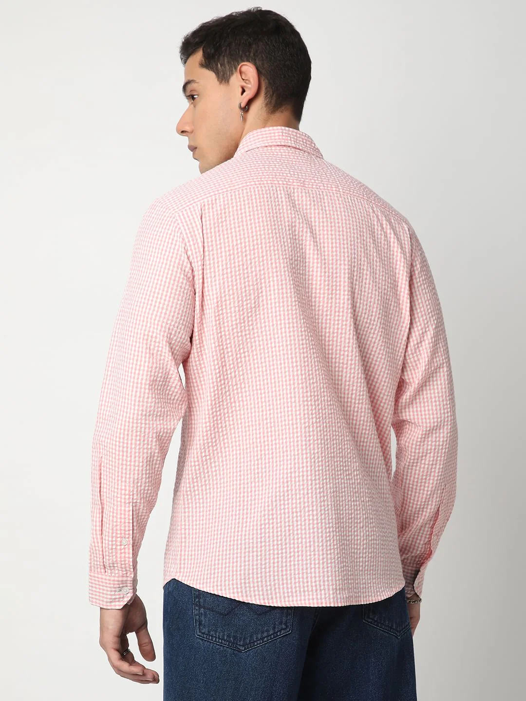 Tiny Checkered Pink Seersucker Shirt - Image 6