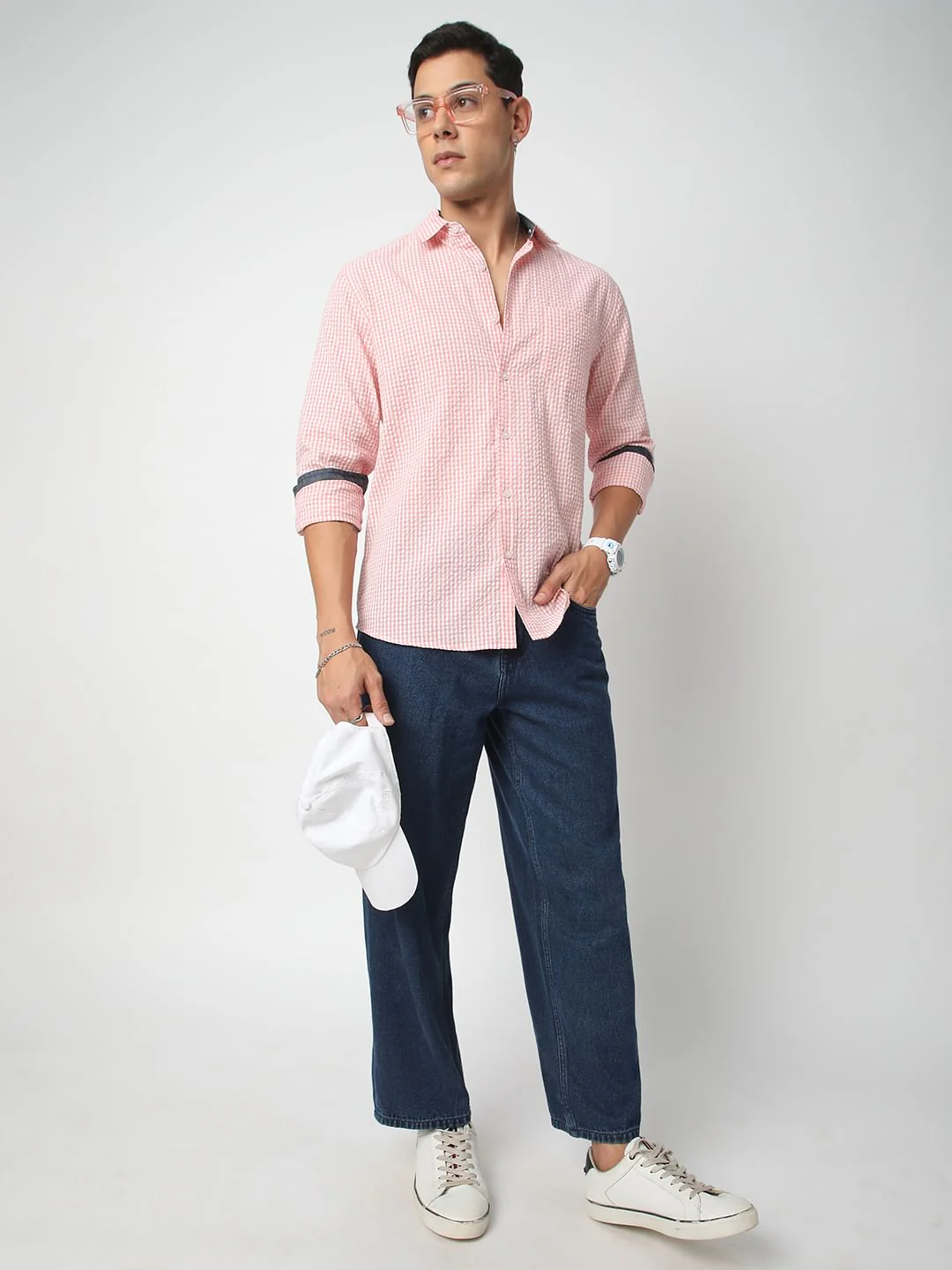 Tiny Checkered Pink Seersucker Shirt - Image 7