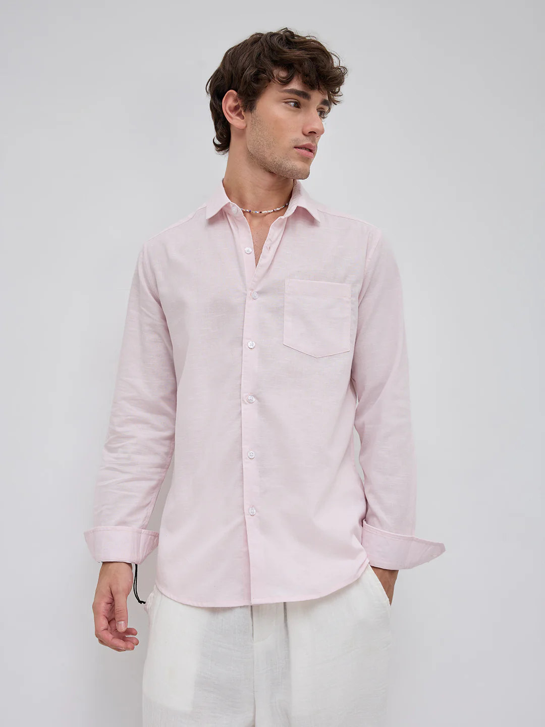 Trendy Lace Pink Fine Textured Shirt - Image 6