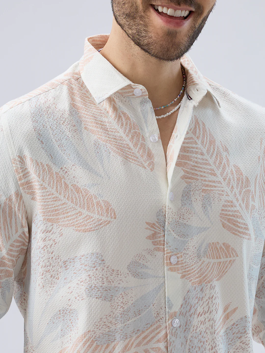 Tropical Escape Off-White Printed Shirt - Image 3