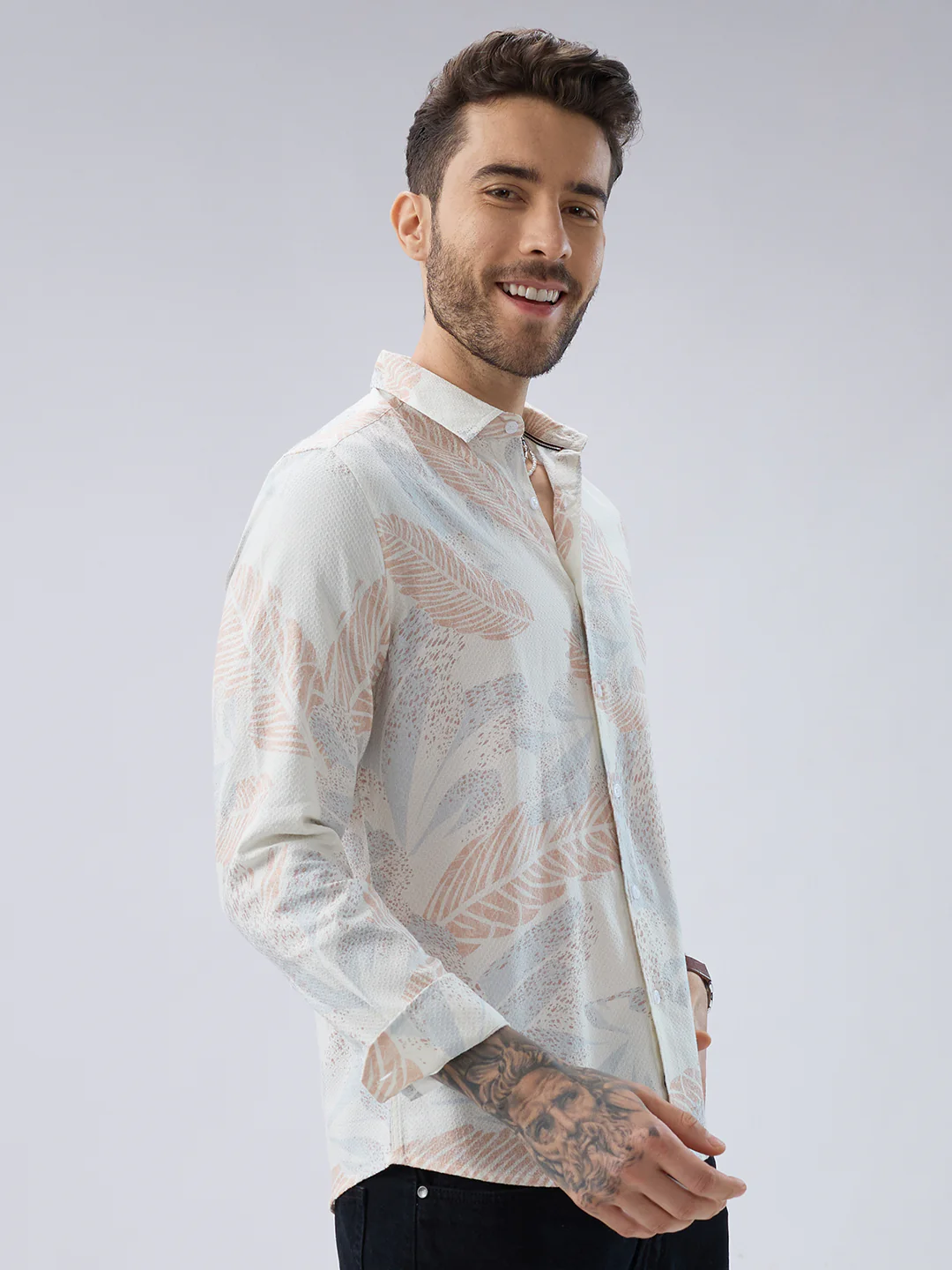 Tropical Escape Off-White Printed Shirt - Image 6