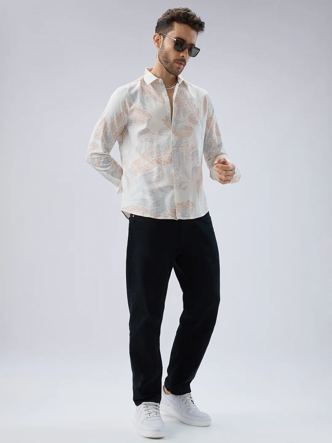 Tropical Escape Off-White Printed Shirt - Image 8