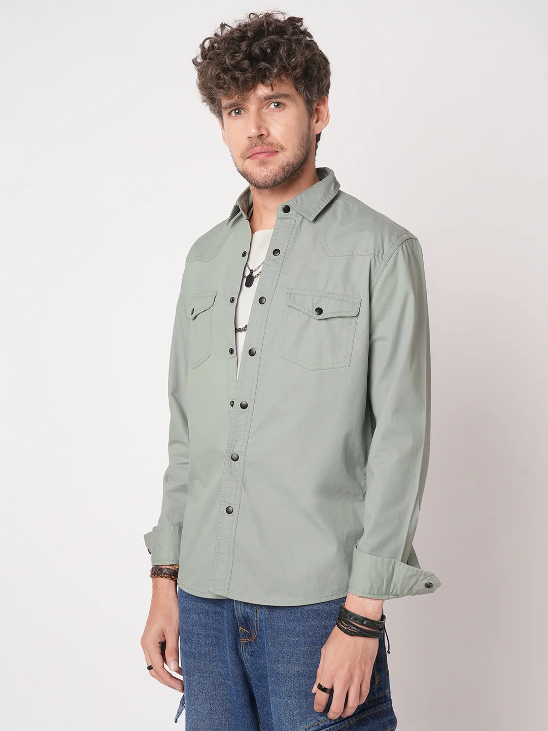 Trout Grey Canvas Double Pocket Overshirt - Image 5