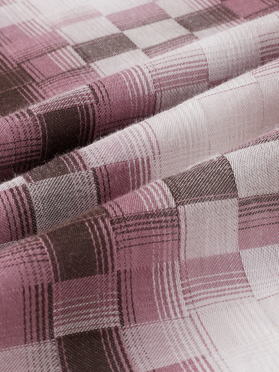 Turkish Rose Pink Pixel Block Checks Kurta - Image 9