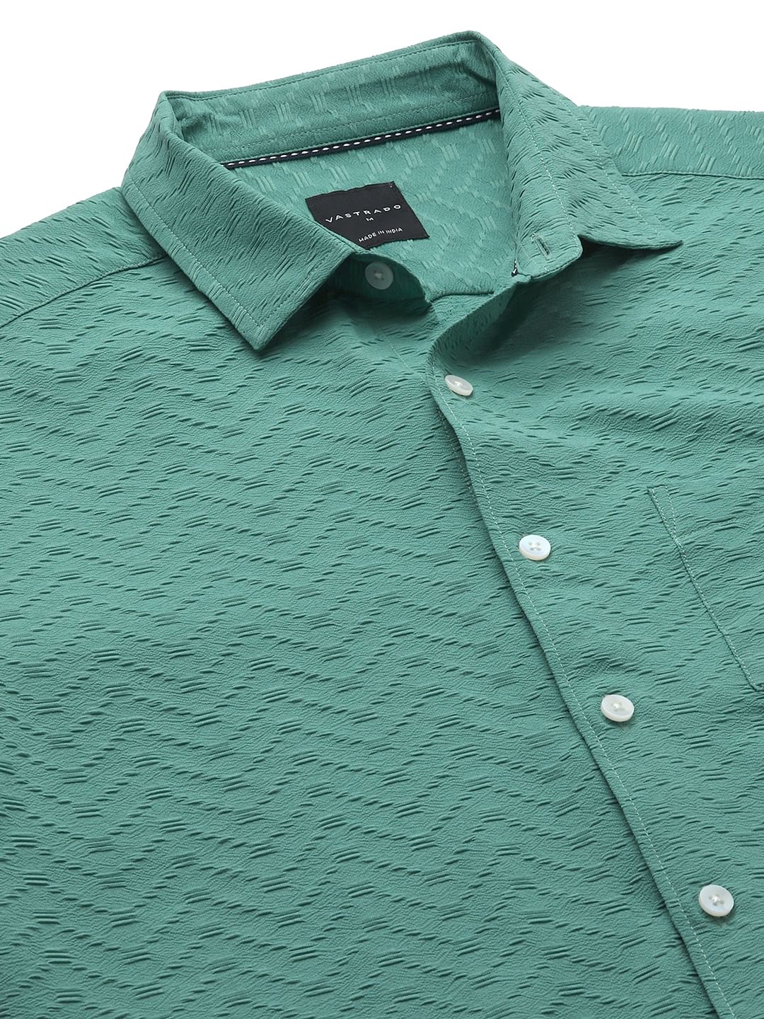 Turquoise Zig-Zag Textured Shirt - Image 8