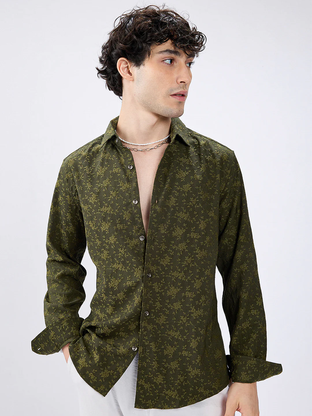 Twilight Green Botanic Veil Embossed Shirt - Image 4