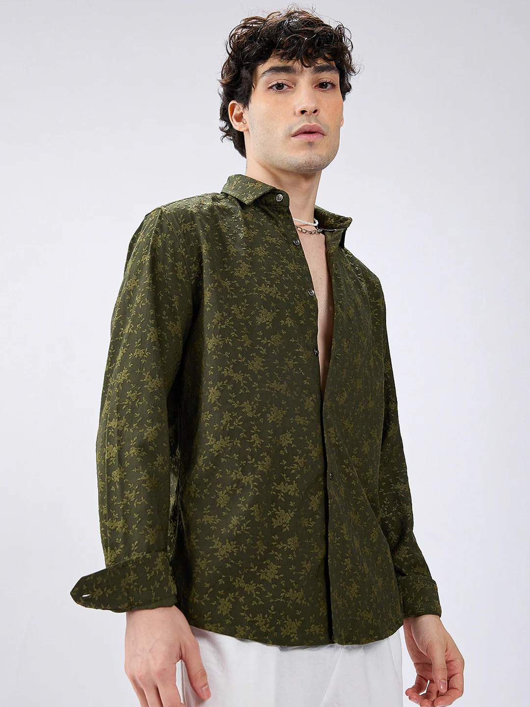 Twilight Green Botanic Veil Embossed Shirt - Image 5