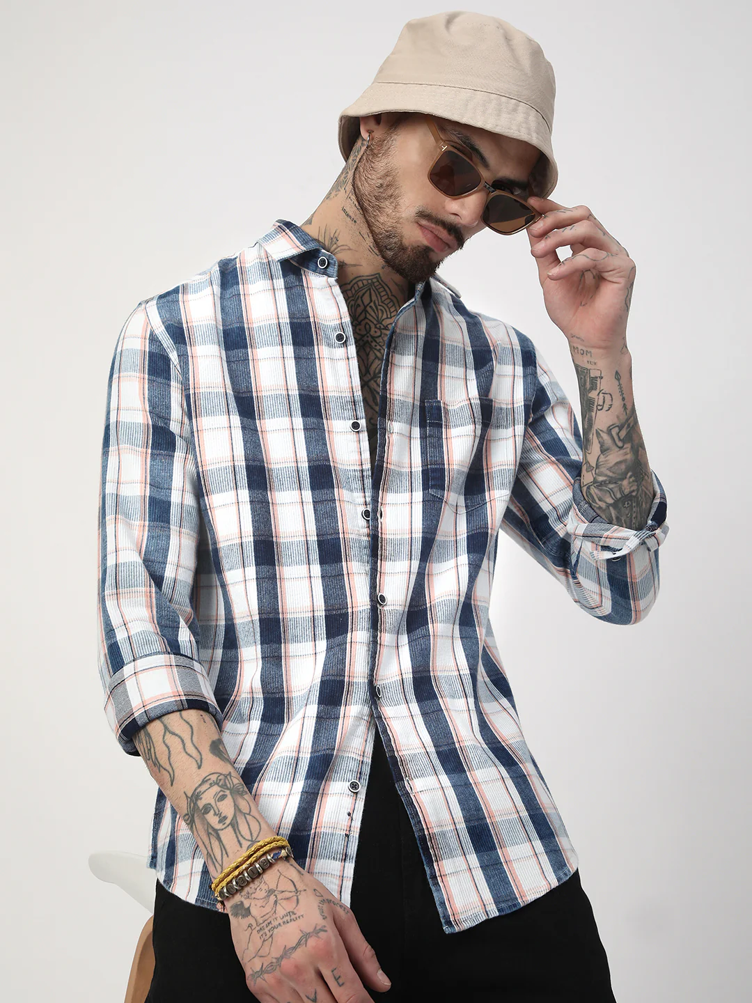 Twilight Navy & White Plaid Checks Shirt - Image 2