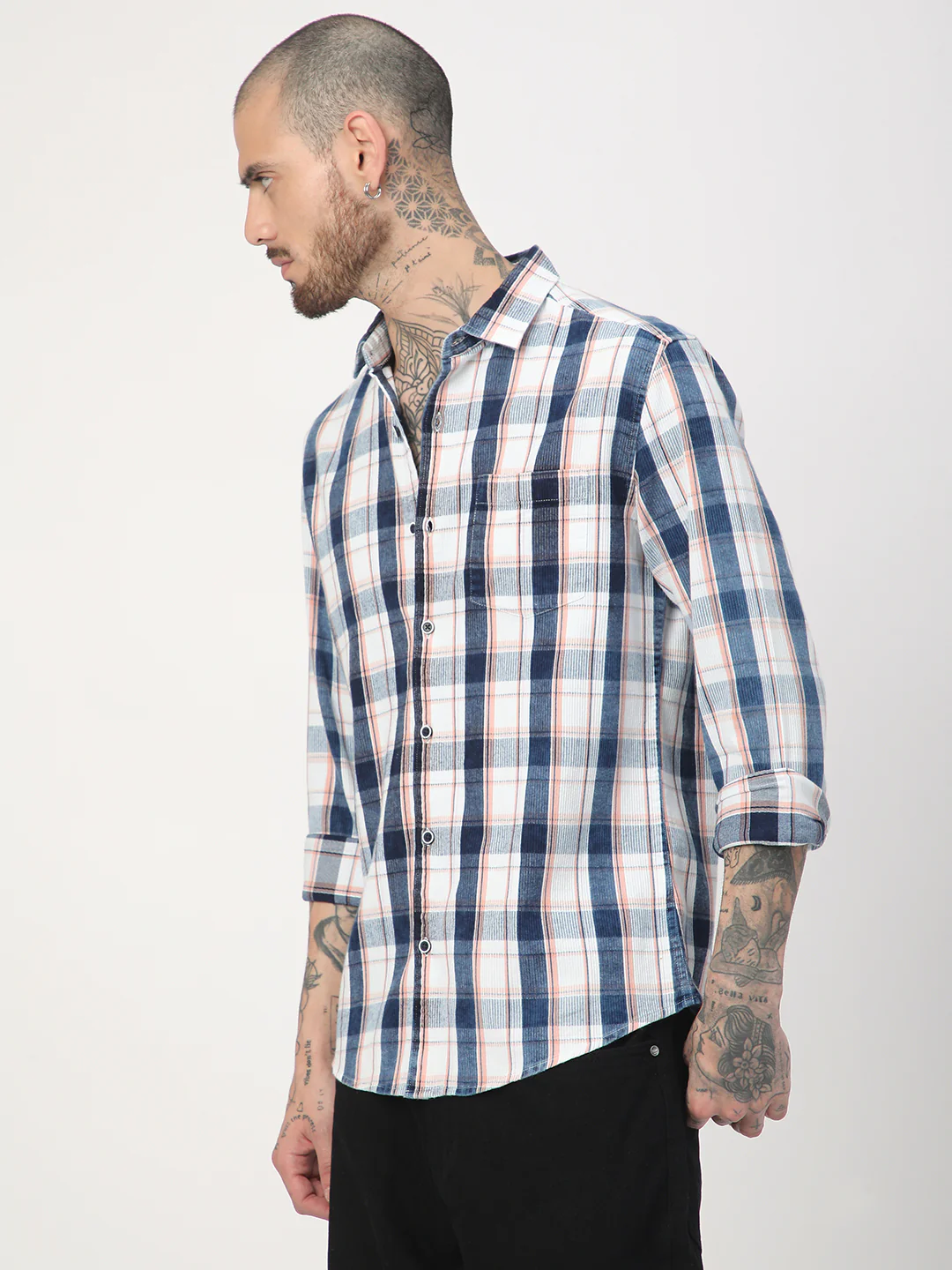 Twilight Navy & White Plaid Checks Shirt - Image 6