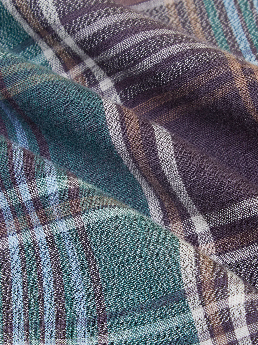 Twilight Teal Multitone Tartan Checked Jacquard Shirt - Image 3