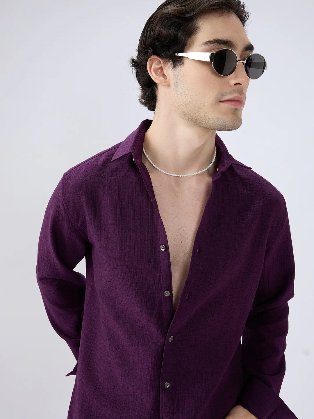 Tyrian Purple Fine Textured Shirt - Image 2