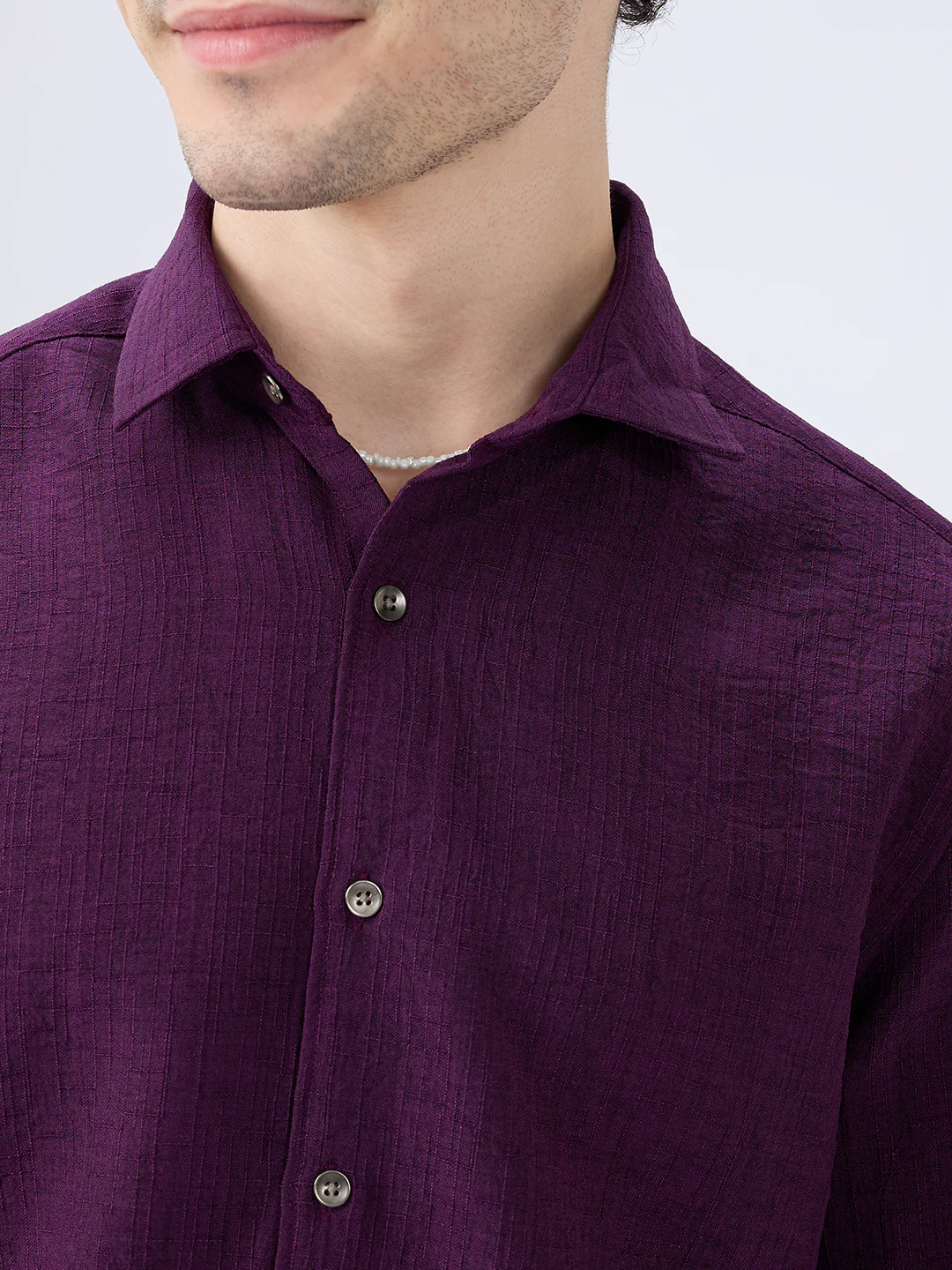 Tyrian Purple Fine Textured Shirt - Image 3