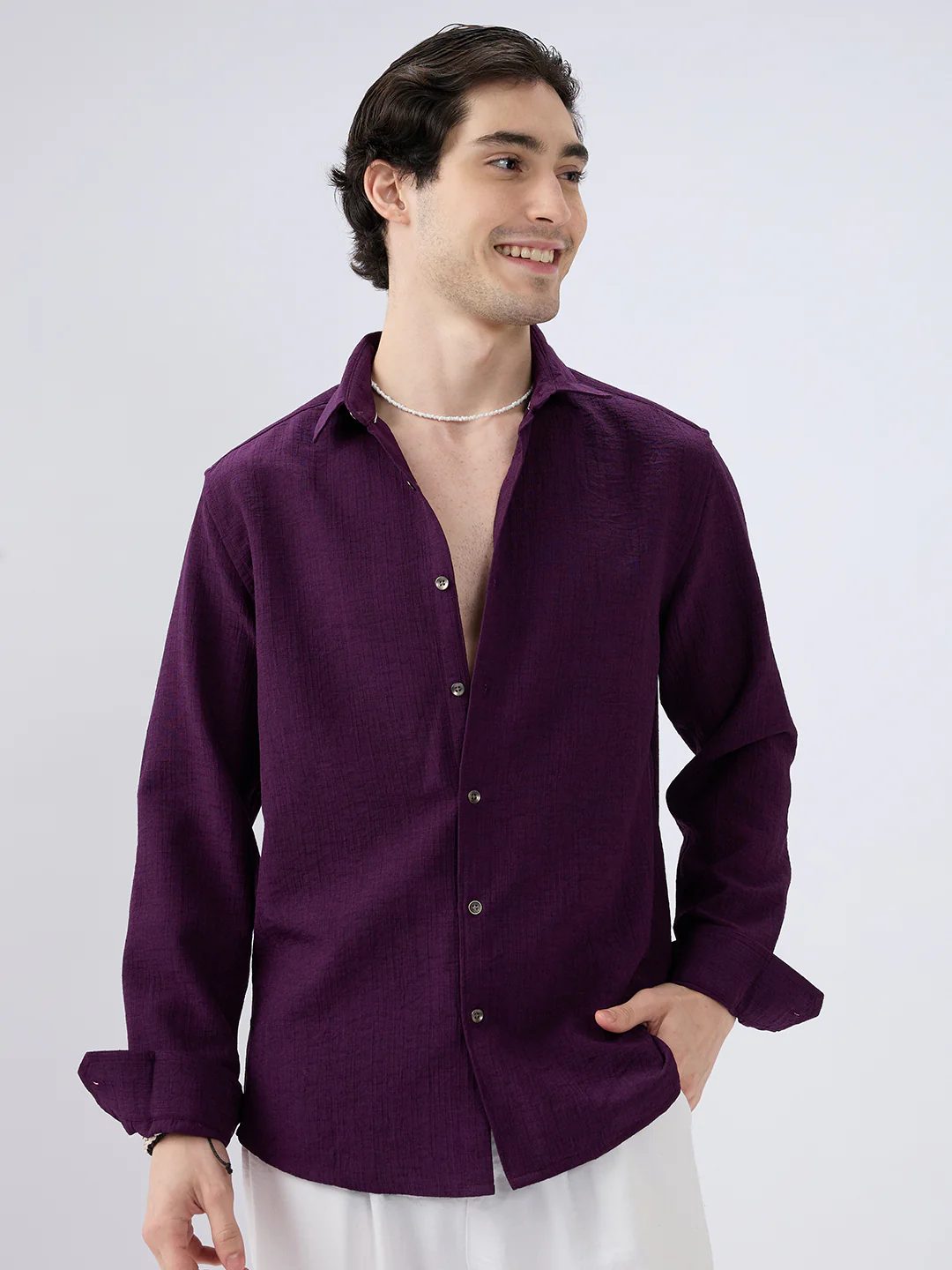 Tyrian Purple Fine Textured Shirt - Image 4